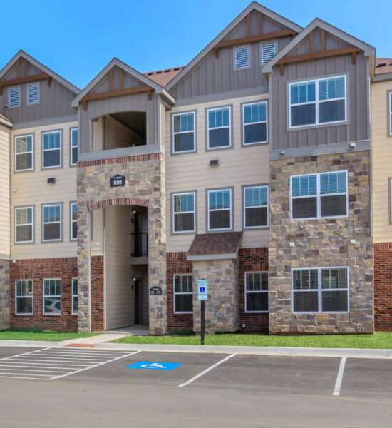 Three-story apartment building